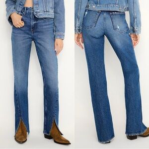 Good American • NWT Good Icon Twisted Slit Hem High Waist Straight Leg Jeans
